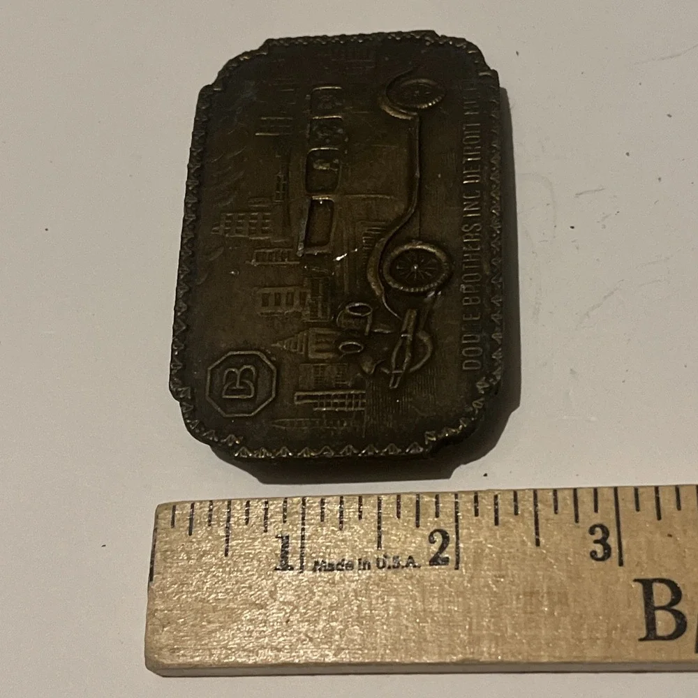 Vintage Dodge Brothers Inc Antique Car Brass Belt Buckle 1970s Detroit Mich G-36